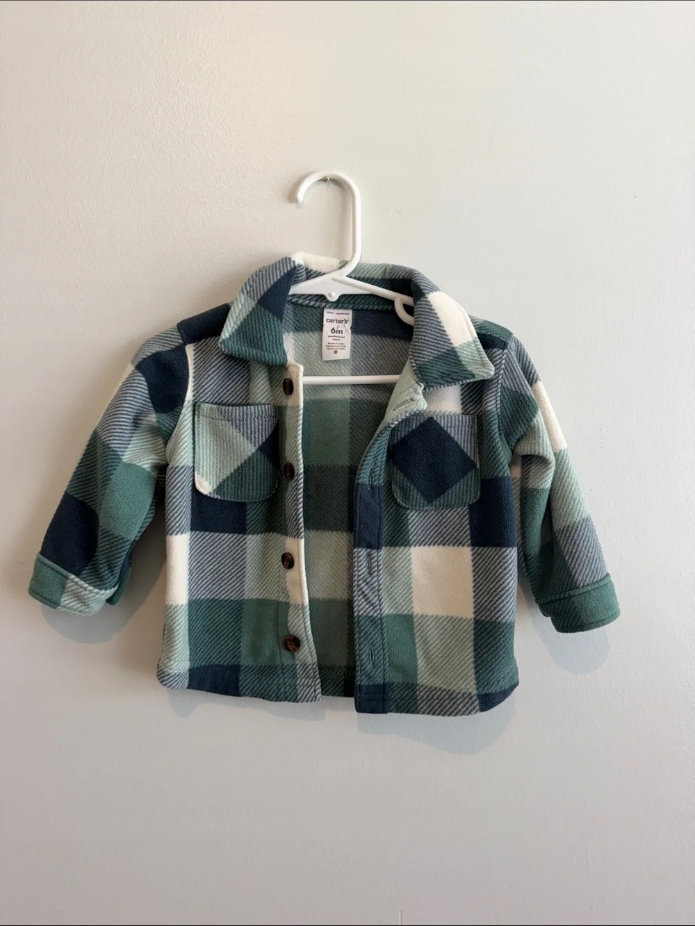 Carter's Navy, Green & Cream Plaid Fleece Shacket